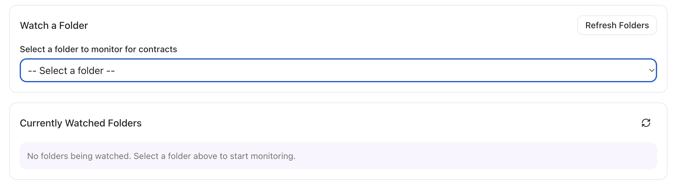 Selecting Google Drive folders to watch